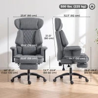 Heavy Duty Office Chair, Footrest, Lumbar Support, Grey
