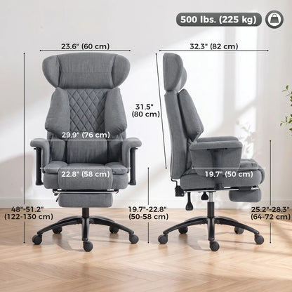 Heavy Duty Office Chair, Footrest, Lumbar Support, Grey