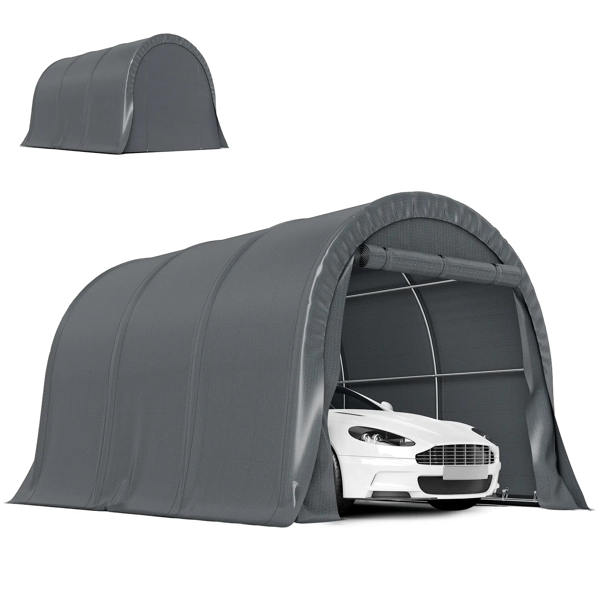10' x 15' Heavy Duty Carport, Portable Garage Canopy, Dark Grey Car Shelters Dark Grey at Gallery Canada