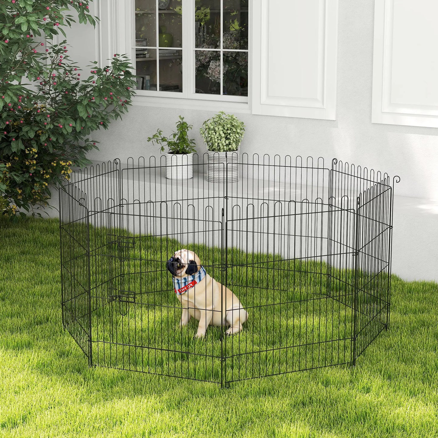 30inch 8-Panel Octagon Pet Playpen, Foldable Dog Cage, Black Houses, Kennels & Pens at Gallery Canada