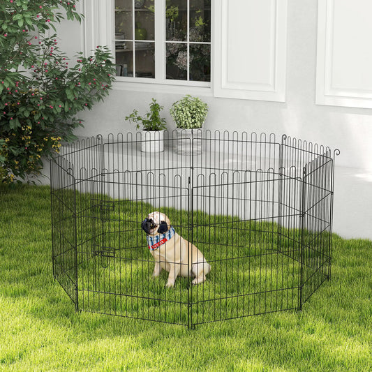 30inch 8-Panel Octagon Pet Playpen, Foldable Dog Cage, Black Houses, Kennels & Pens Black at Gallery Canada