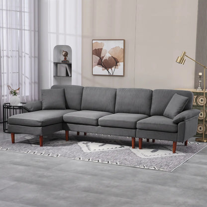 L-Shape Sofa, Modern Sectional Couch with Chaise Lounge, Dark Grey 3-Seater Sofas at Gallery Canada