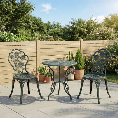 3-Piece Patio Bistro Set, Table and Chairs, Antique Green, Green Bistro Sets Antique Green at Gallery Canada