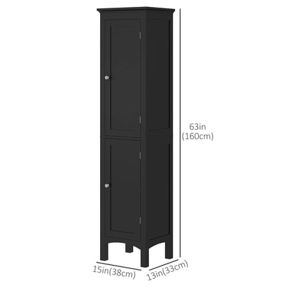 Tall Bathroom Cabinet, Freestanding Storage Organizer, 15" x 13" x 63", Black Bathroom Cabinets at Gallery Canada