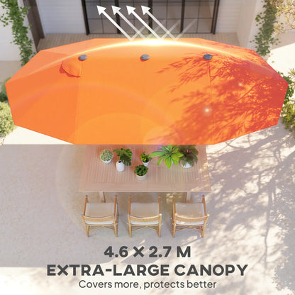 15' Outdoor Patio Umbrella, Twin Canopy Sunshade, Steel Table, Lift Crank, Orange Sun Umbrellas at Gallery Canada