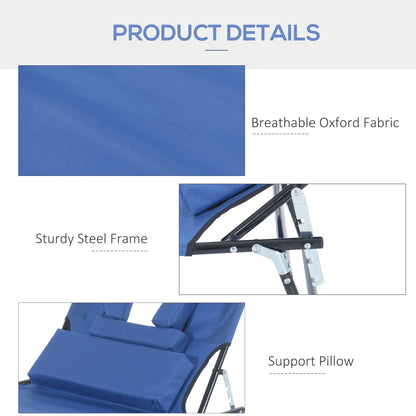 Adjustable Outdoor Lounge Chair, Folding Chaise with Face Hole, Blue Lounger Chairs at Gallery Canada