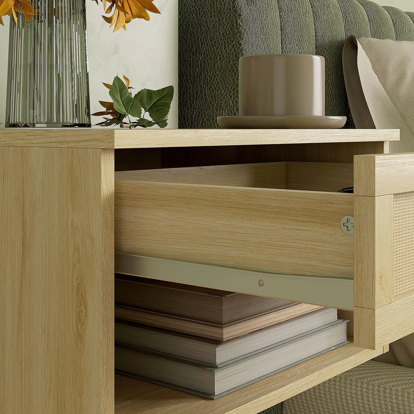 Floating Nightstand Set of 2, Wall Mounted Bedside Table with Drawer, Natural Wood Bedside Tables at Gallery Canada