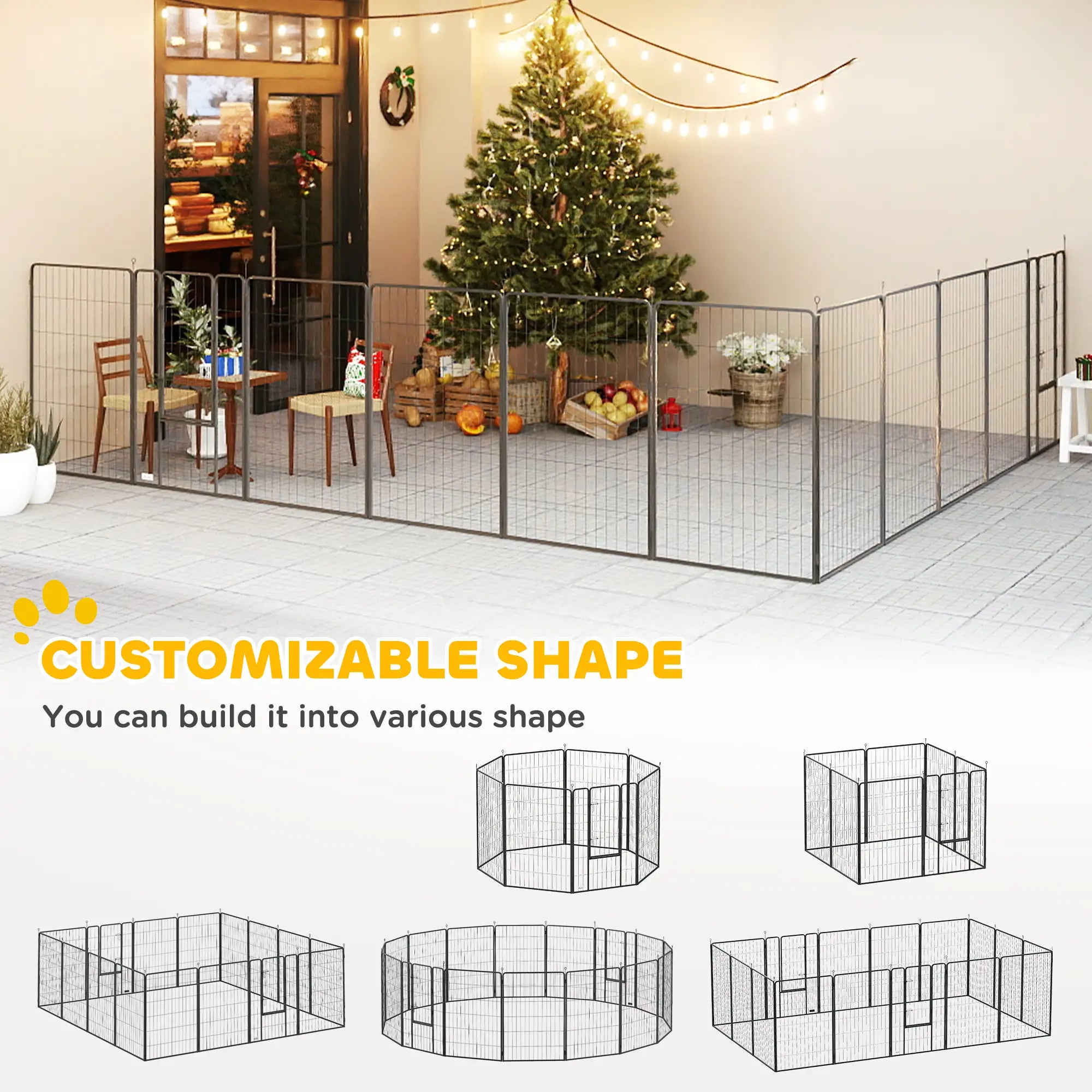 Heavy Duty Pet Playpen, 16 Panels Steel Dog Fence, 47