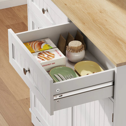 68 Inch Pantry Cabinet with Charging Station, Microwave Stand, Trash Can, White Kitchen Pantry Cabinets at Gallery Canada