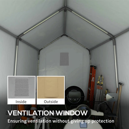 7' x 12' Outdoor Storage Shed, Portable Garage, Roll-up Door, Beige Sheds at Gallery Canada