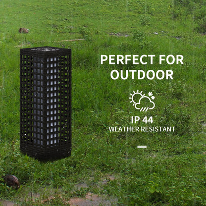 Wicker Solar Outdoor Lamp, Auto On/Off LED, IP44, Black Solar Post Lamps at Gallery Canada