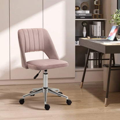 Mid Back Office Chair, Velvet Fabric, Swivel, Scallop Shape, Pink Office Chairs at Gallery Canada