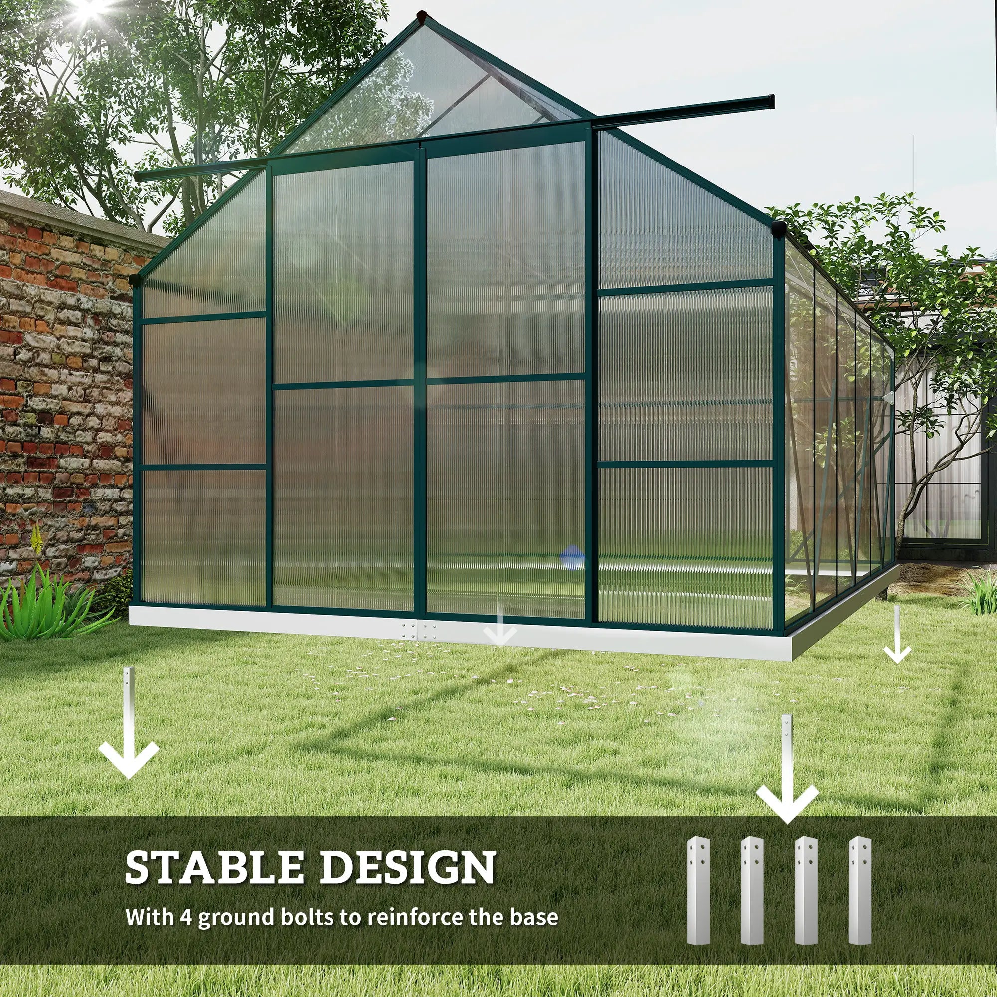 Aluminum Greenhouse Polycarbonate, 8 X 12 Ft, Green Walk In Greenhouses at Gallery Canada