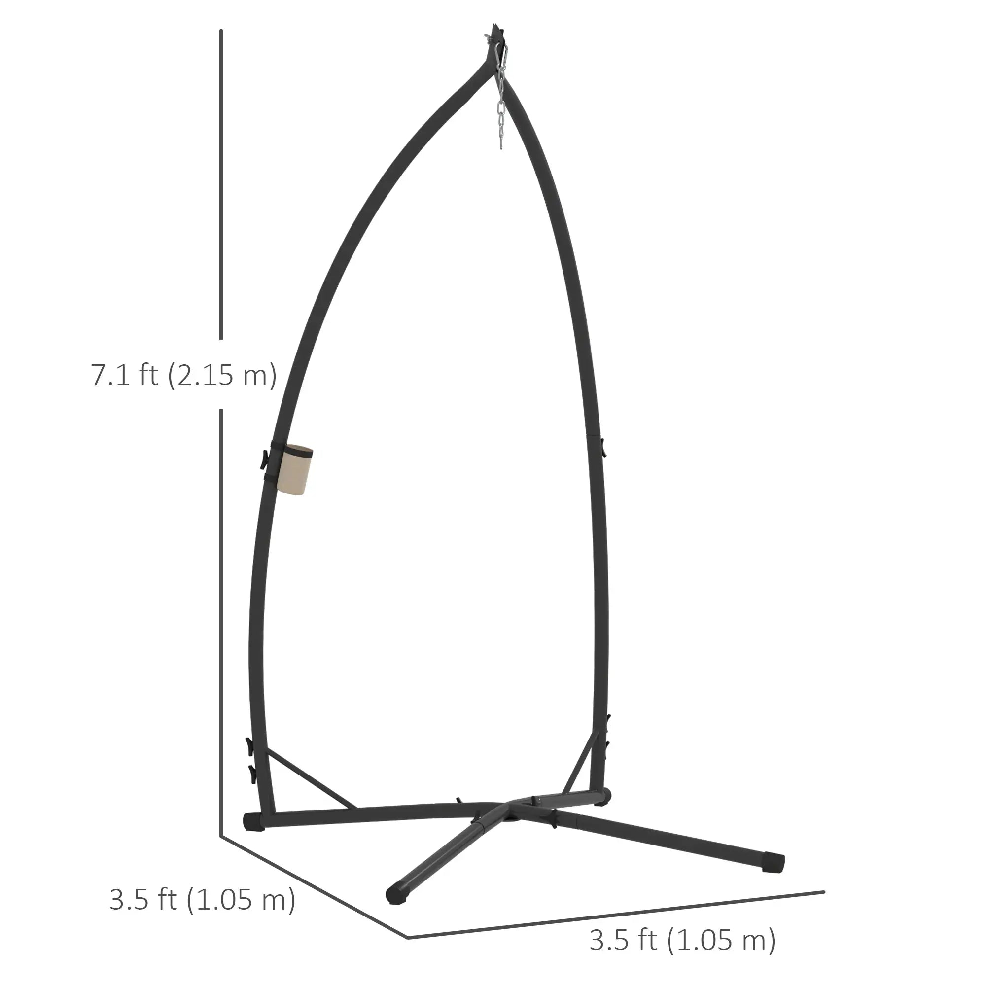 Heavy Duty Steel Hanging Chair Stand, With Cup Holder, Black Hammock Stands at Gallery Canada