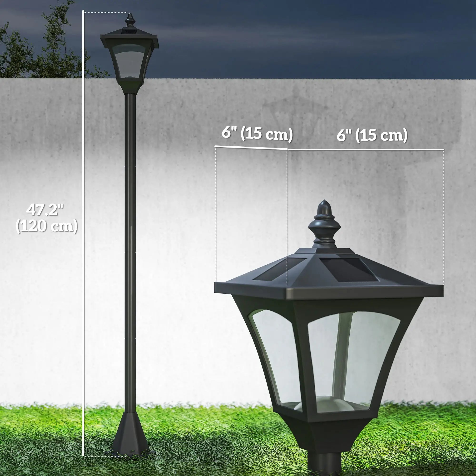 Solar Lamp Post, LED Streetlight, Outdoor Light, Waterproof, 47