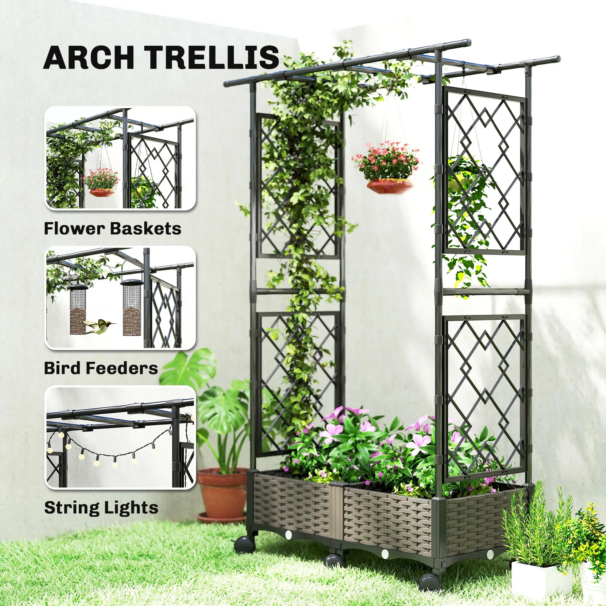 Raised Garden Bed With Arch Trellis, On Wheels, For Climbing Plants Raised Garden Beds at Gallery Canada