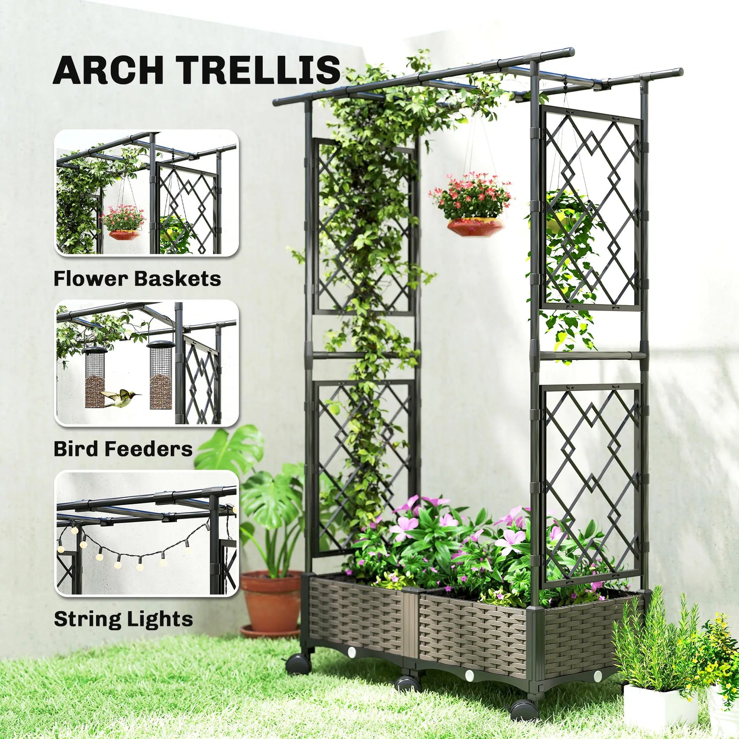 Raised Garden Bed With Arch Trellis, On Wheels, For Climbing Plants Raised Garden Beds at Gallery Canada