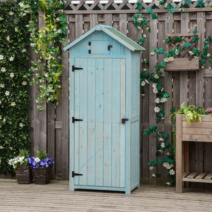 30" x 21" x 71" Garden Storage Shed, Outdoor Tool House, 3 Tier Shelves, Blue Sheds at Gallery Canada
