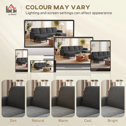 U Shaped Sectional Sofa, 2200lb Capacity, Corduroy, Double Chaise, Dark Grey 3-Seater Sofas at Gallery Canada