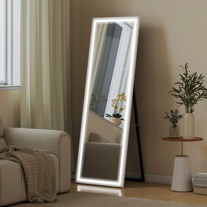 LED Mirror, Dimmable 3 Color Lights, 64" x 21" Rectangular, White Full Length Mirrors at Gallery Canada