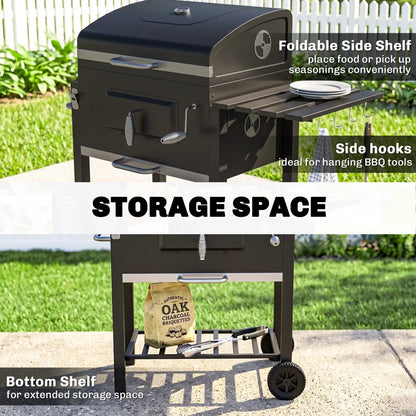 Portable Stainless Steel BBQ Trolley Grill With Wheels, Side Shelf Charcoal BBQ Grils at Gallery Canada