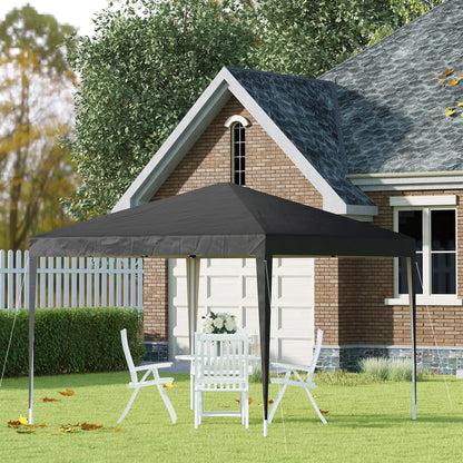 10 x 10ft Folding Pop Up Tent, Outdoor Gazebo Canopy, Black Pop Up Canopies at Gallery Canada