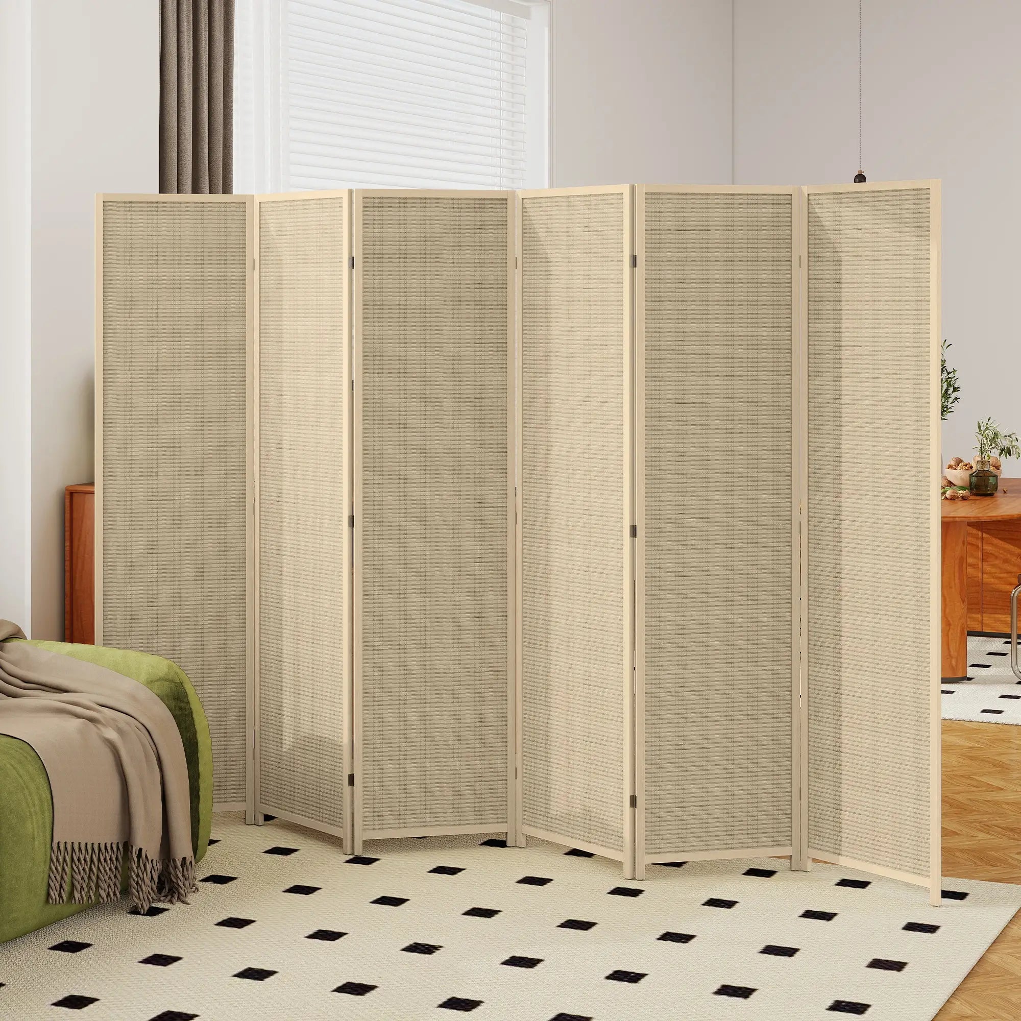 Woven Bamboo Room Divider, 6 Panel Folding Privacy Screen, Natural Wood Room Dividers at Gallery Canada