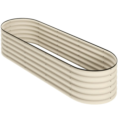 6.5 x 2 x 1.5 FT Galvanized Steel Raised Garden Bed, Cream White