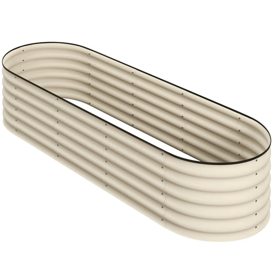 6.5 x 2 x 1.5 FT Galvanized Steel Raised Garden Bed, Cream White