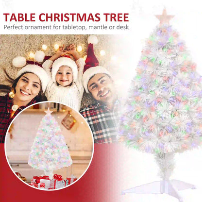 2.5FT Prelit Artificial Tabletop Christmas Tree, Fiber Optics, White Artificial Christmas Trees at Gallery Canada