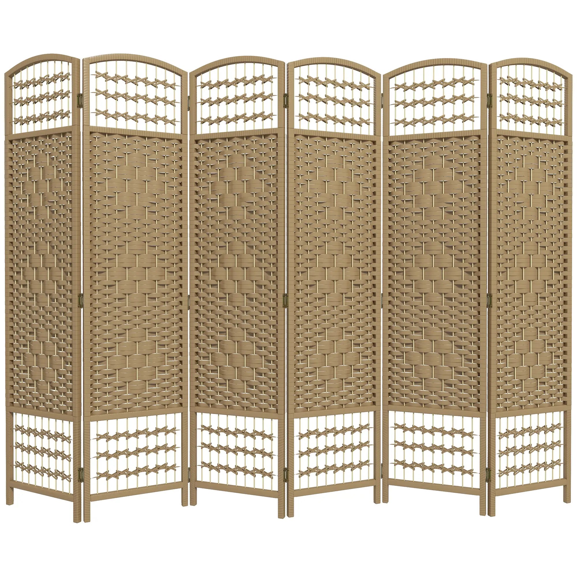 6 Panel Folding Room Divider, Portable Privacy Screen, Natural Room Dividers Natural at Gallery Canada