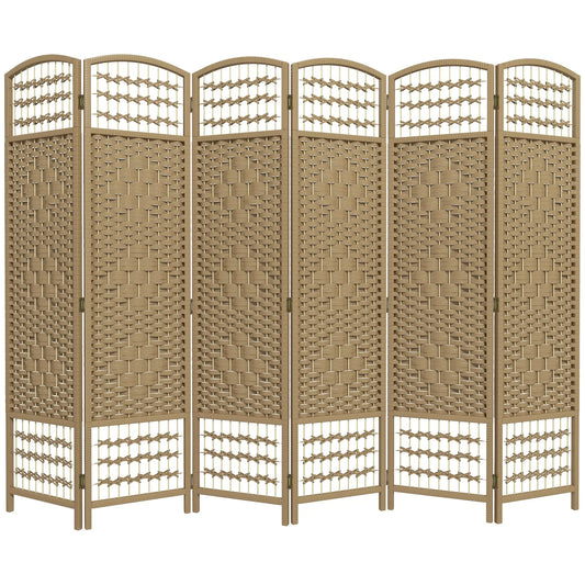 6 Panel Folding Room Divider, Portable Privacy Screen, Natural Room Dividers Natural at Gallery Canada