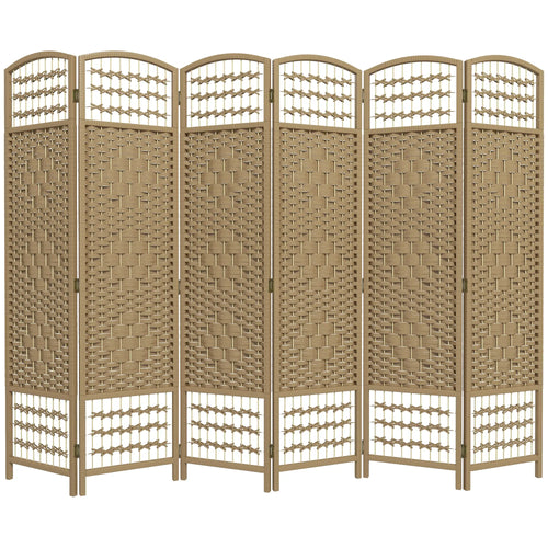 6 Panel Folding Room Divider, Portable Privacy Screen, Natural