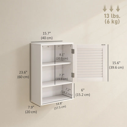 Wall Mounted Bathroom Cabinet, Adjustable Shelves, 40 x 20 x 60 cm, White Wall Mounted Cabinets at Gallery Canada