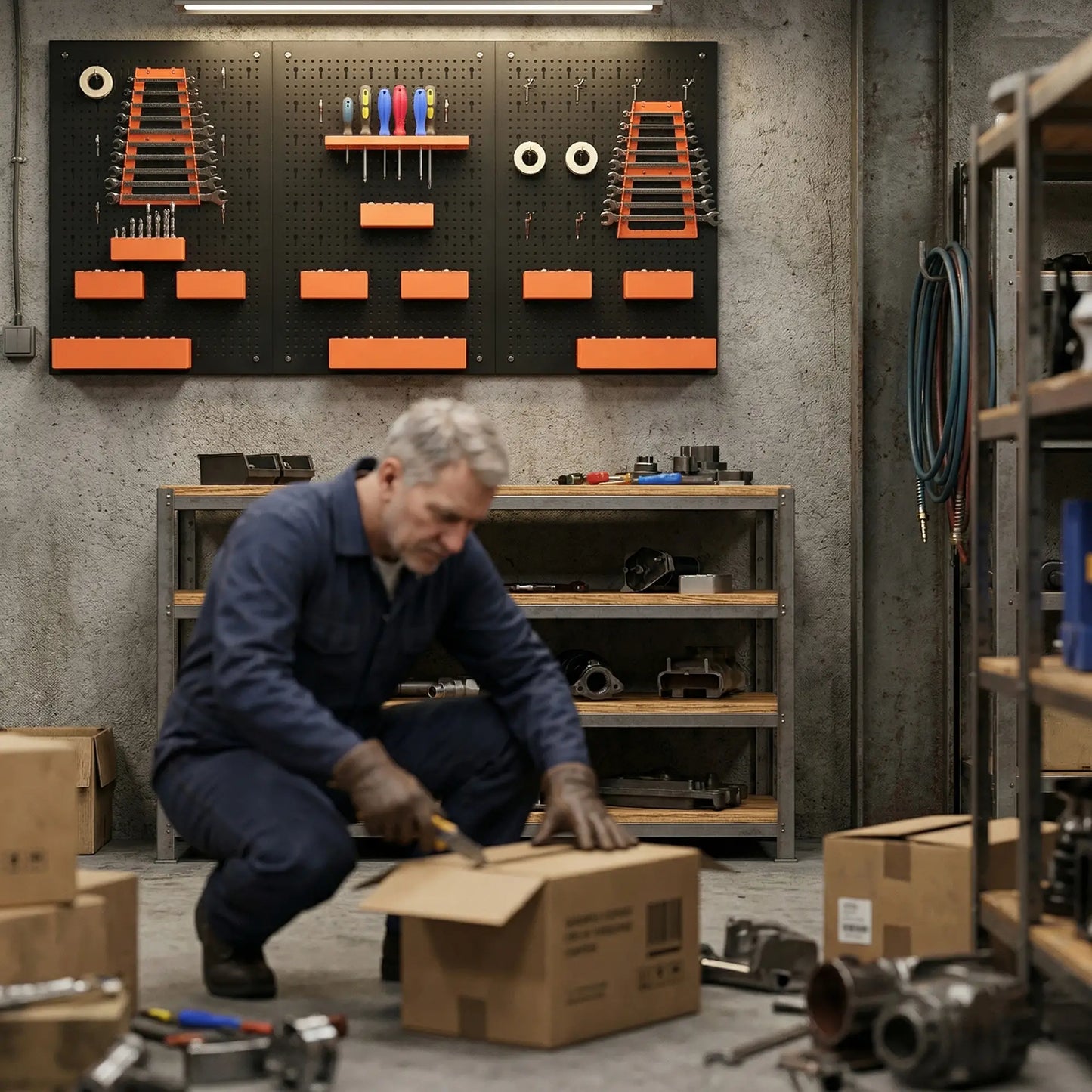 33 Piece Metal Pegboard Panels, Peg Board with 16 Hooks, Bins and Racks, Black and Orange Tool Organizers at Gallery Canada