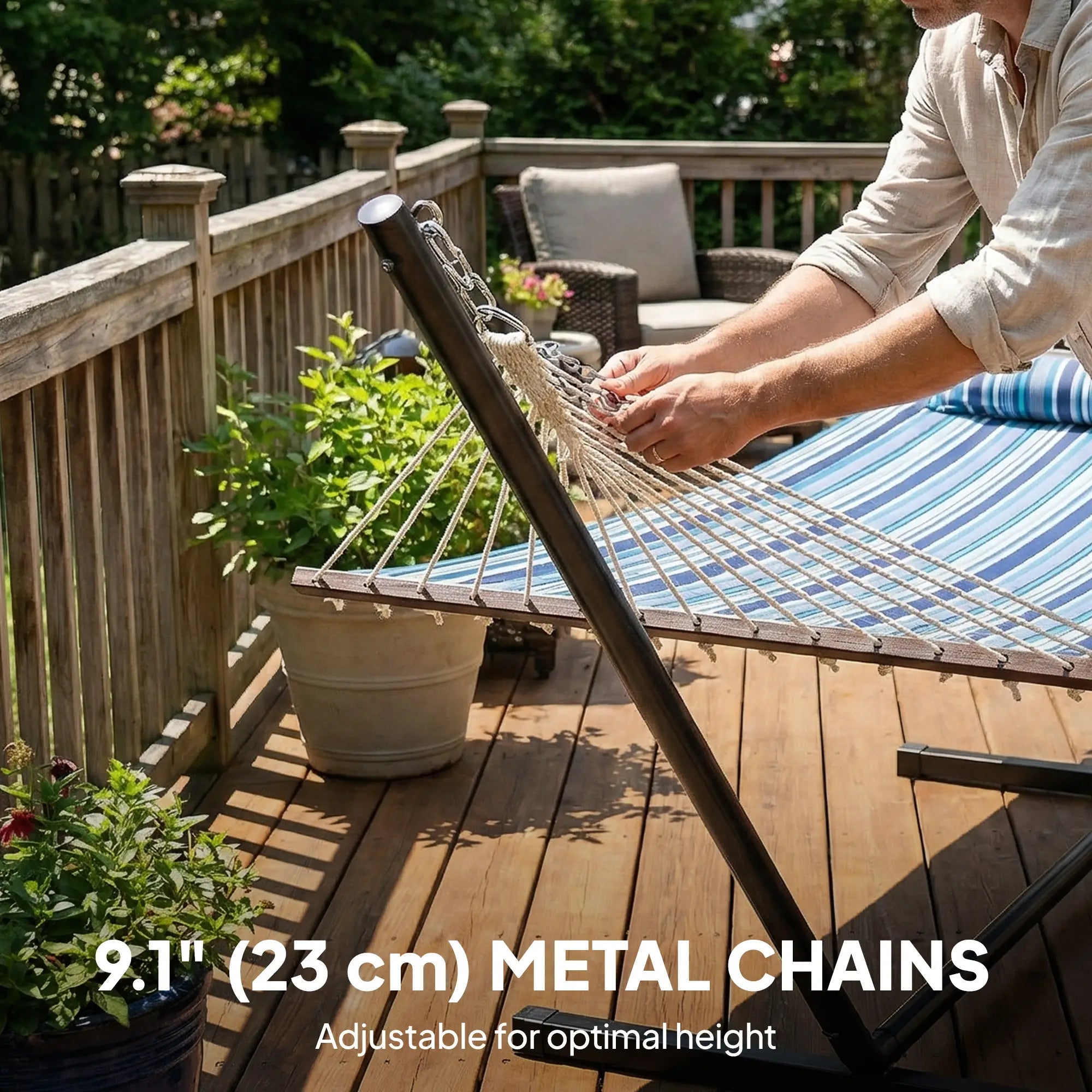 Heavy Duty Camping Hammock With Steel Frame, Blue And White Camping Hammocks at Gallery Canada