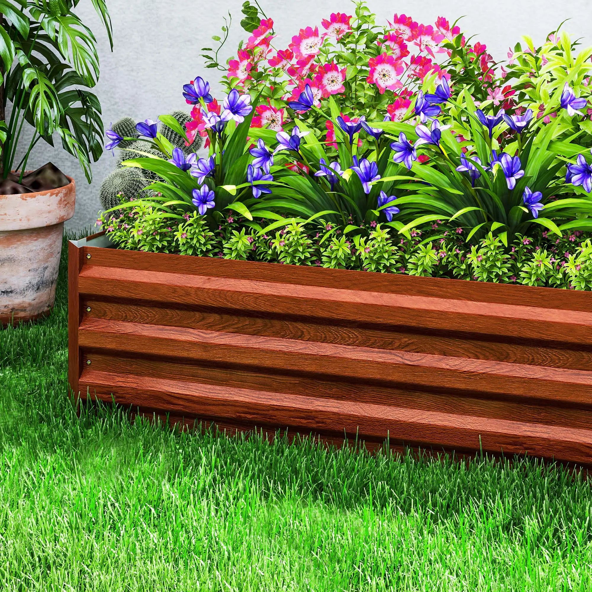 95x36x12 Galvanized Raised Garden Bed, Brown Galvanized Planter Boxes at Gallery Canada
