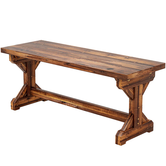 Rustic Wooden Bench, Backless Garden Patio Loveseat, Carbonized Outdoor Benches Carbonized at Gallery Canada