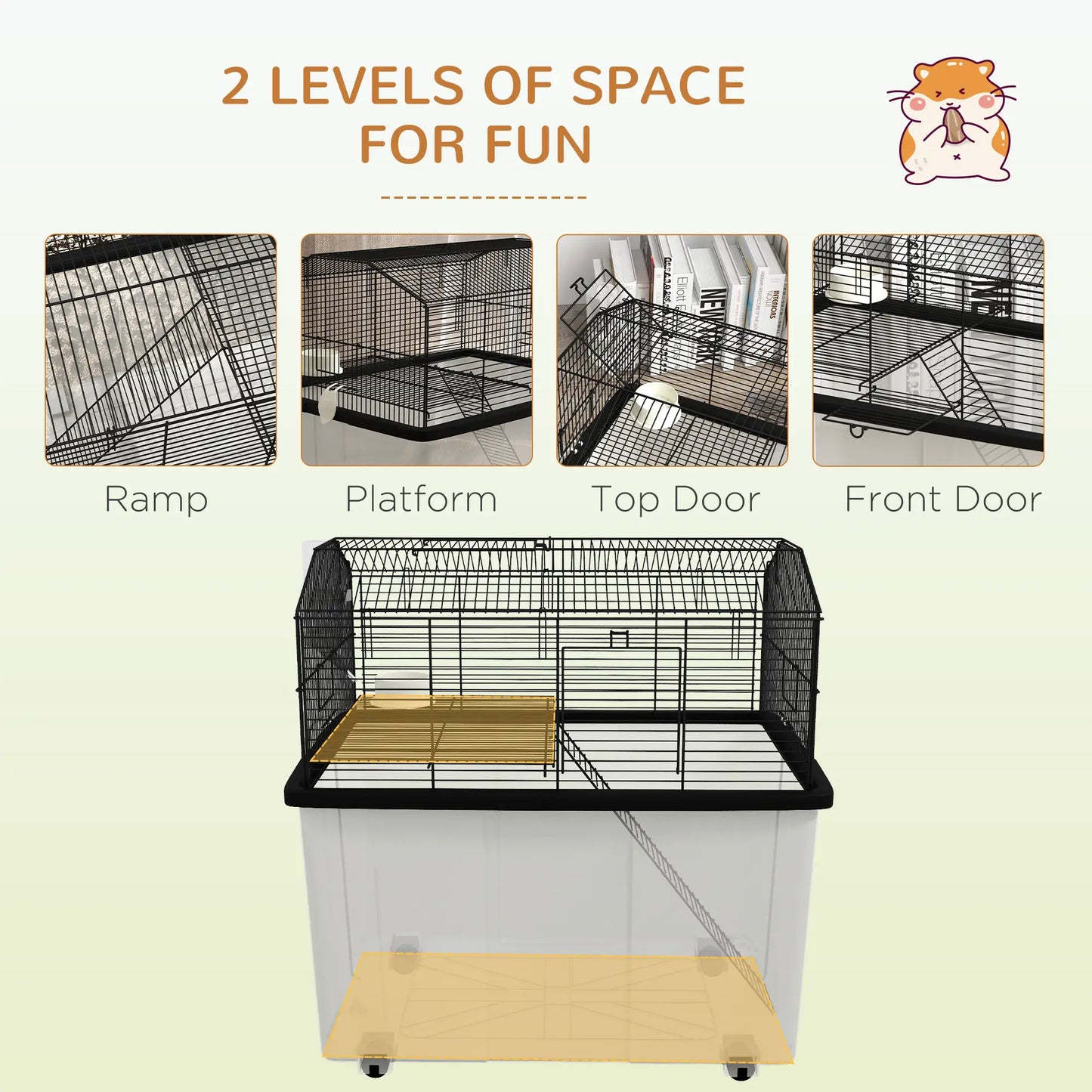 Hamster House, Gerbil Habitat, Wheels, Detachable Bottom, Black Hamster Cages at Gallery Canada