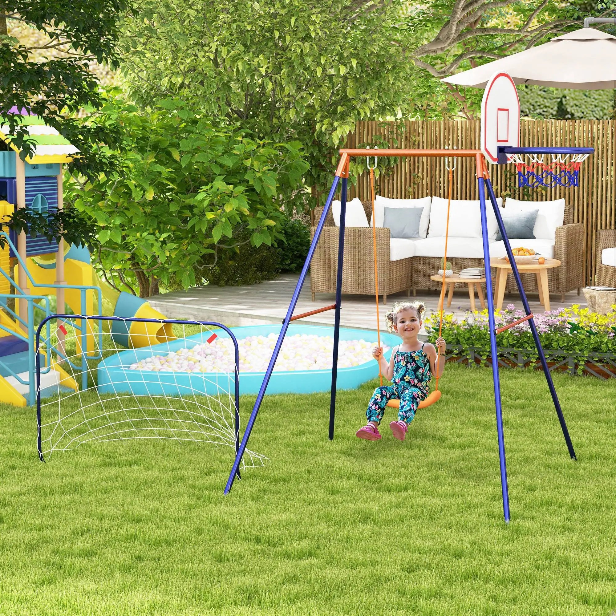 Kids Outdoor Swing, Basketball Hoop, Football Goal, 3-8 Years Gym Sets & Swings at Gallery Canada
