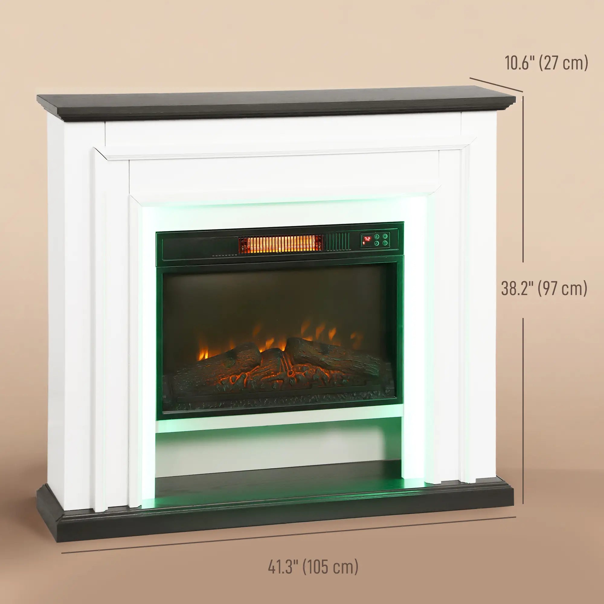 41 Inch Electric Fireplace, 1400W Heater, Adjustable 3D Flame, Black and White Electric Fireplaces at Gallery Canada