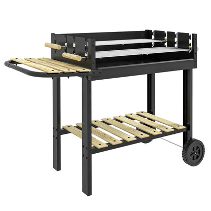 Charcoal Grill, Barbecue Trolley, Double Adjustable Grill, Black Charcoal BBQ Grils at Gallery Canada