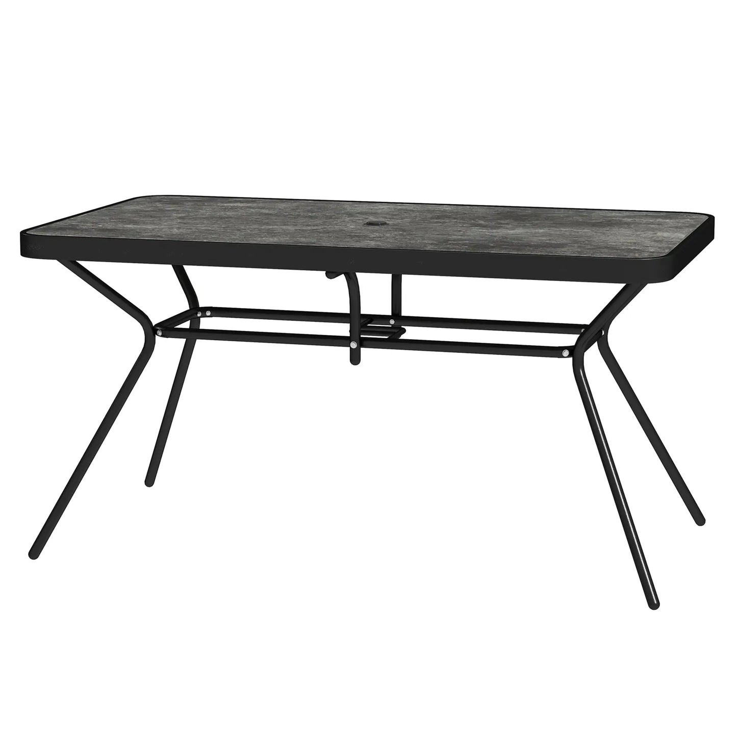 Rectangle Outdoor Dining Table for 6, 1.7" Umbrella Hole, 55" x 31.5" x 28" Patio Dinning Tables Grey, Black at Gallery Canada