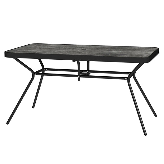 Rectangle Outdoor Dining Table for 6, 1.7" Umbrella Hole, 55" x 31.5" x 28" Patio Dinning Tables Grey, Black at Gallery Canada