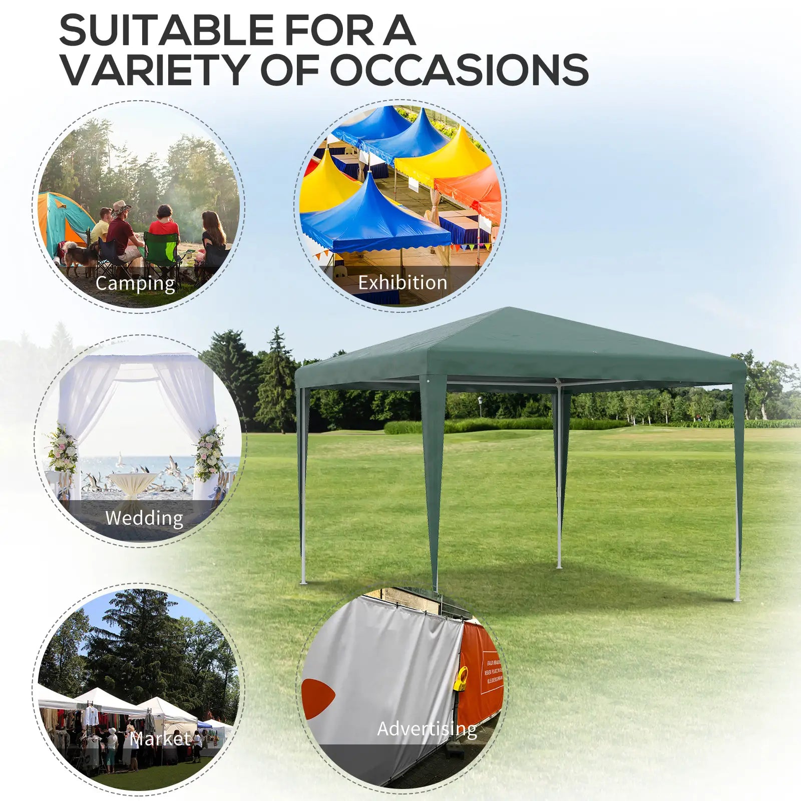 10x10ft Party Tent Portable Gazebo, Folding Garden Canopy Event Shelter Outdoor Sunshade Green Canopy Tents at Gallery Canada