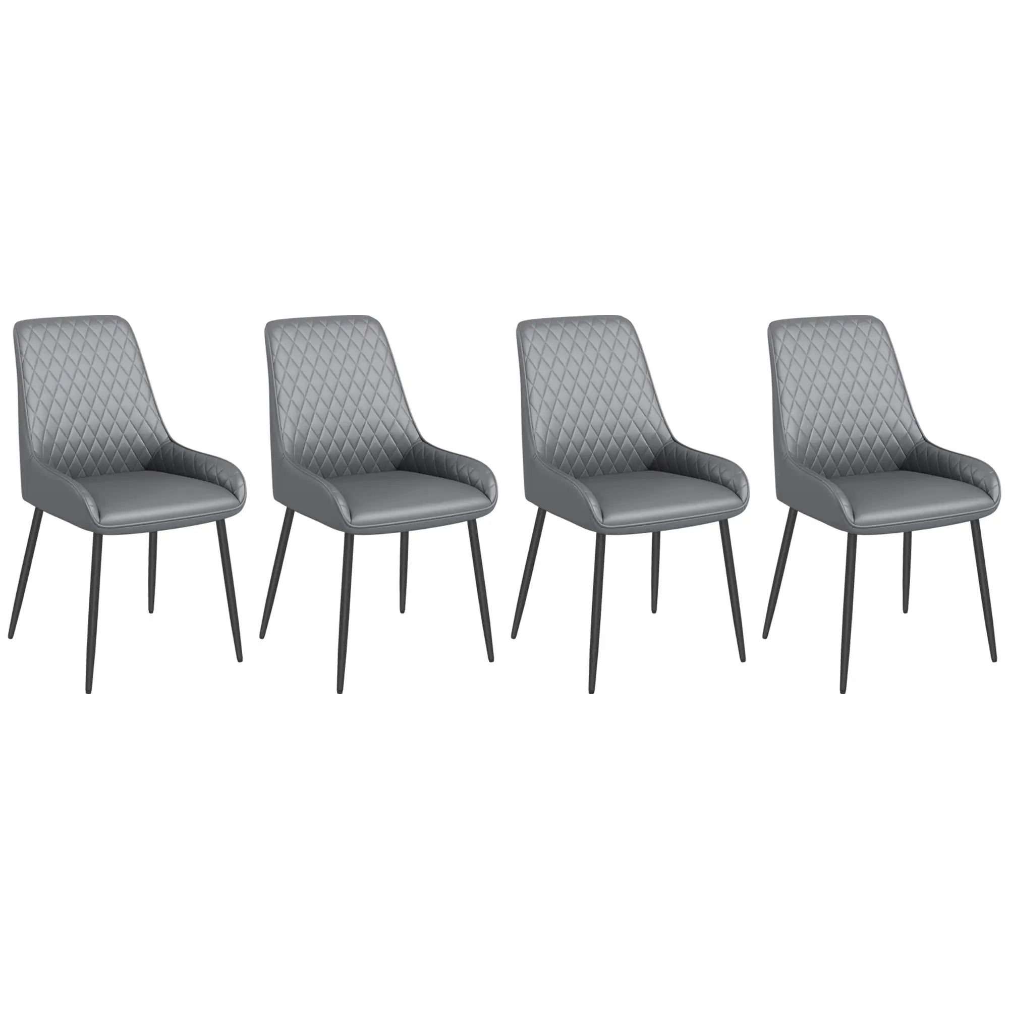 Modern Dining Chairs Set of 4, PU Leather, Metal Legs, Grey Bar Stools Grey at Gallery Canada