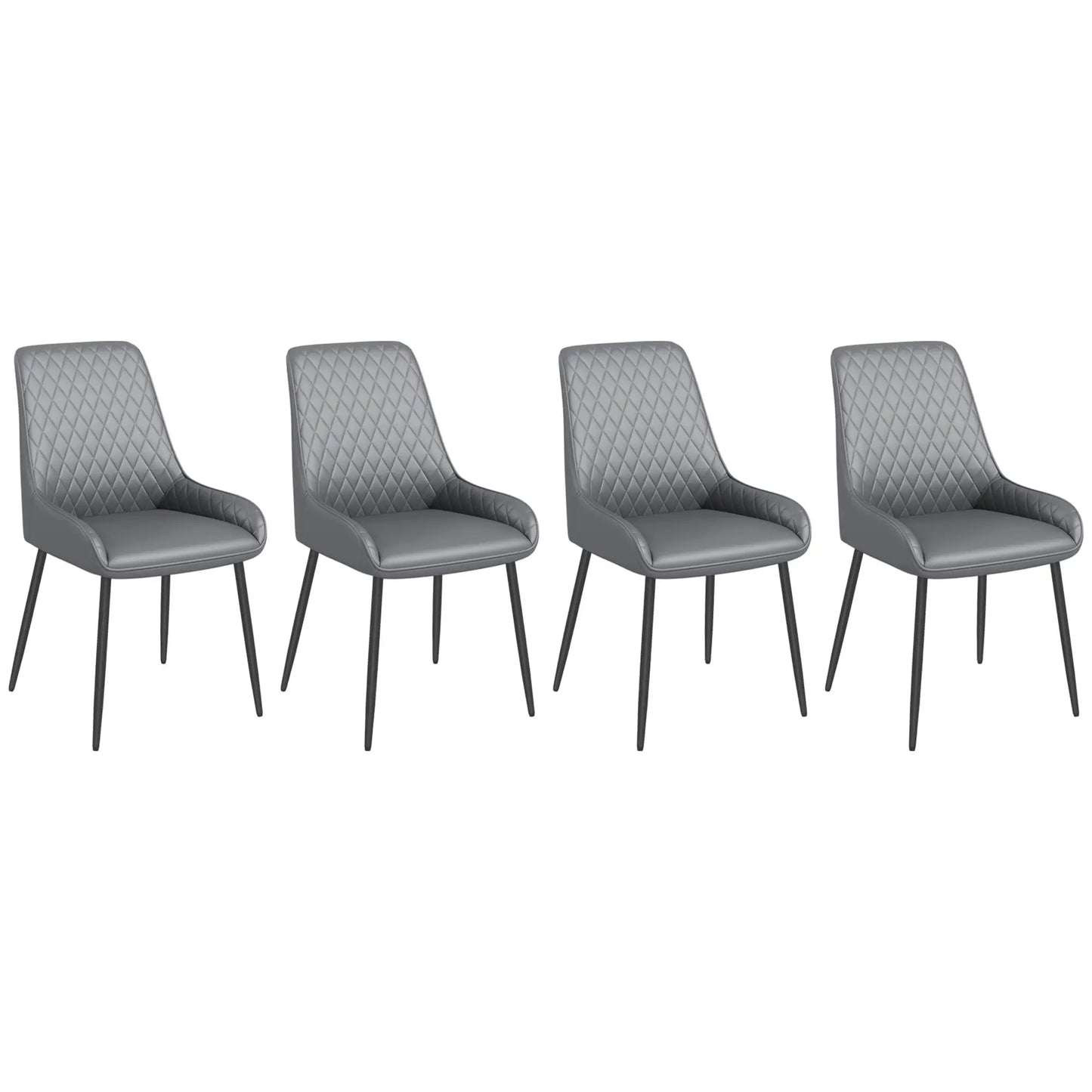 Modern Dining Chairs Set of 4, PU Leather, Metal Legs, Grey Bar Stools Grey at Gallery Canada