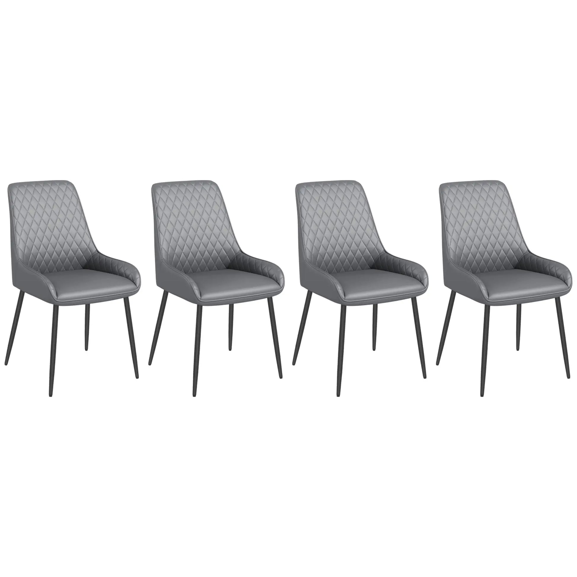 Modern Dining Chairs Set of 4, PU Leather, Metal Legs, Grey Bar Stools Grey at Gallery Canada