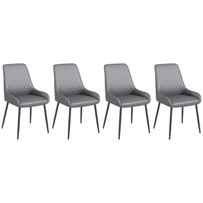 Modern Dining Chairs Set of 4, PU Leather, Metal Legs, Grey Bar Stools Grey at Gallery Canada