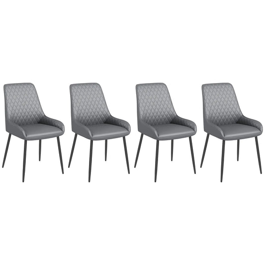 Modern Dining Chairs Set of 4, PU Leather, Metal Legs, Grey Bar Stools Grey at Gallery Canada